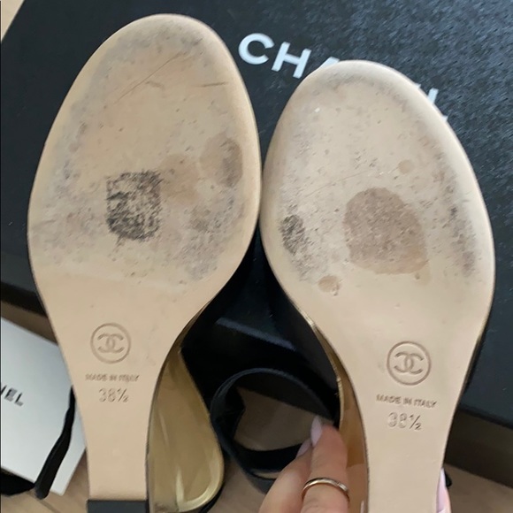 Chanel "Crystal Clear" Wedge Black Lambskin 38.5 - Picture 8 of 15